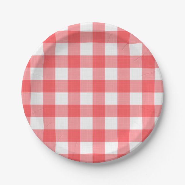 Chequered pattern paper plate (Front)