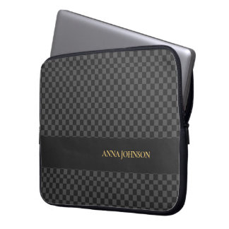 Chequered Pattern Personalised Name Laptop Sleeve