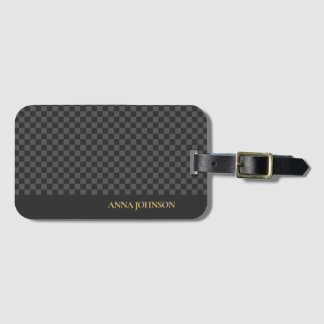 Chequered Pattern Personalised Name Luggage Tag