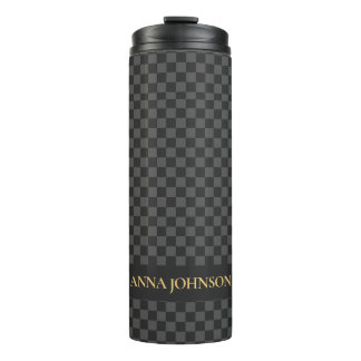 Chequered Pattern Personalised Name Thermal Tumbler
