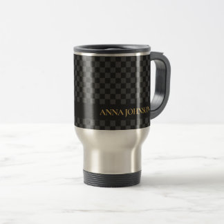 Chequered Pattern Personalised Name Travel Mug