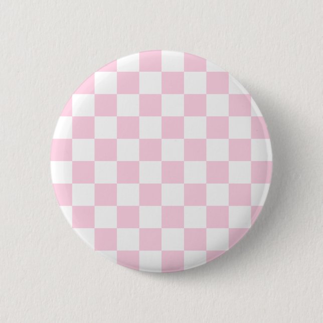 Chequered Pattern: Pink 6 Cm Round Badge (Front)