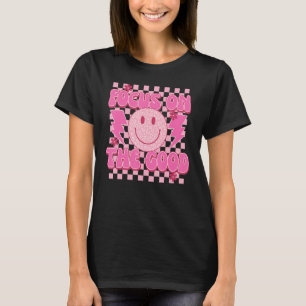 Chequered Pattern Pink Smile Face Focus On The Goo T-Shirt