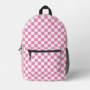 Chequered Pattern Printed Backpack