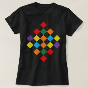 Chequered Pattern Rainbow Glitter Girly LGBT Pride T-Shirt