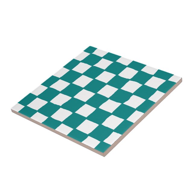 chequered pattern (teal) tile (Side)