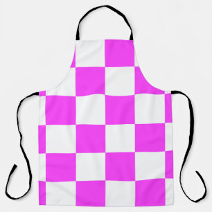 Chequered pattern tile background. White and Pinka Apron