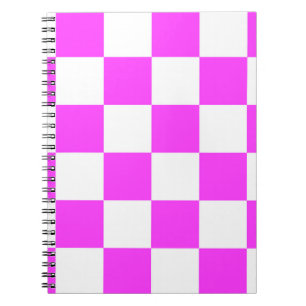 Chequered pattern tile background. White and Pinka Notebook