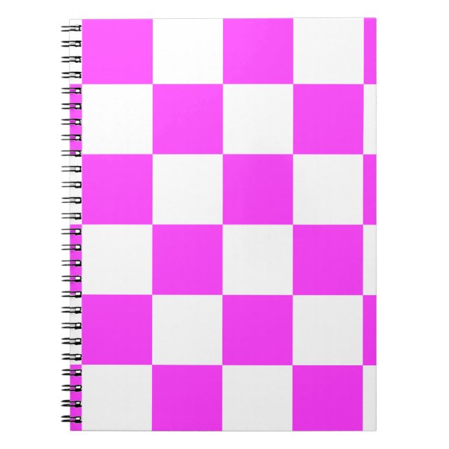 Chequered pattern tile background. White and Pinka Notebook (Front)