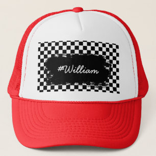 Chequered Pattern with custom name Trucker Hat