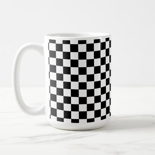 Chequered Pattern With The Custom Name Coffee Mug (Left)
