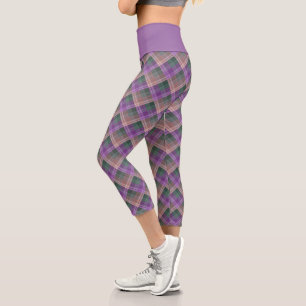 Chequered pattern with zig zag colouring capri leggings