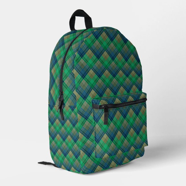 Chequered pattern with zig zag colouring printed backpack (Back Corner Left)