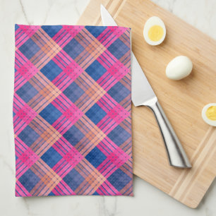 Chequered pattern with zig zag colouring tea towel