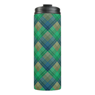 Chequered pattern with zig zag colouring thermal tumbler