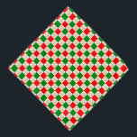 Chequered Paw Prints Green Red Christmas Pet Bandana<br><div class="desc">This festive bandanna for pets features a cute faux gold glitter paw print pattern on a red and green chequered pattern.</div>