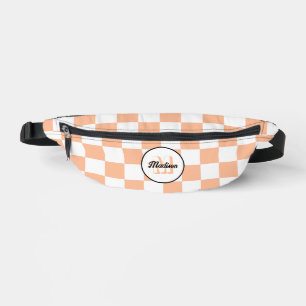 Chequered Peach white geometric retro Monogram Bum Bags