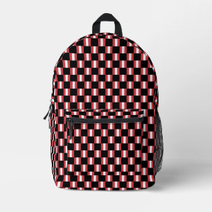 Chequered Peru Flag Pattern Printed Backpack