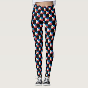 Chequered Philippines Flag Pattern Leggings