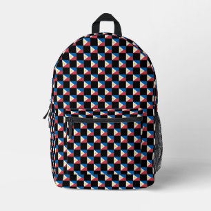 Chequered Philippines Flag Pattern Printed Backpack