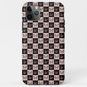 Chequered Pink and Black Butterfly Pattern iPhone 11 Pro Max Case