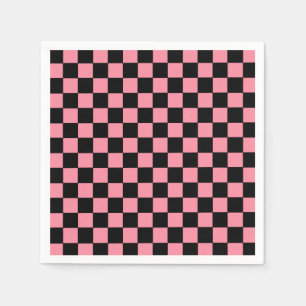 Chequered Pink and Black  Napkin