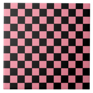 Chequered Pink and Black  Tile