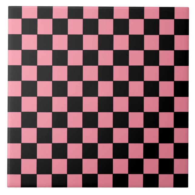 Chequered Pink and Black  Tile (Front)