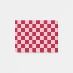 Chequered Pink and Burgundy Post-it Notes
