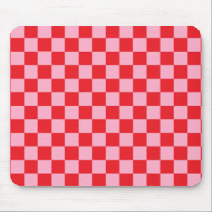 Chequered Pink and Red Mouse Mat