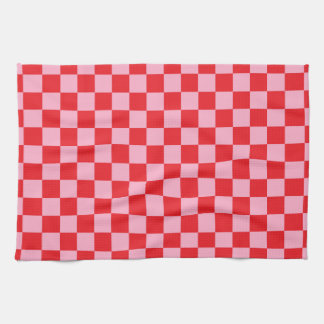 Chequered Pink and Red Tea Towel