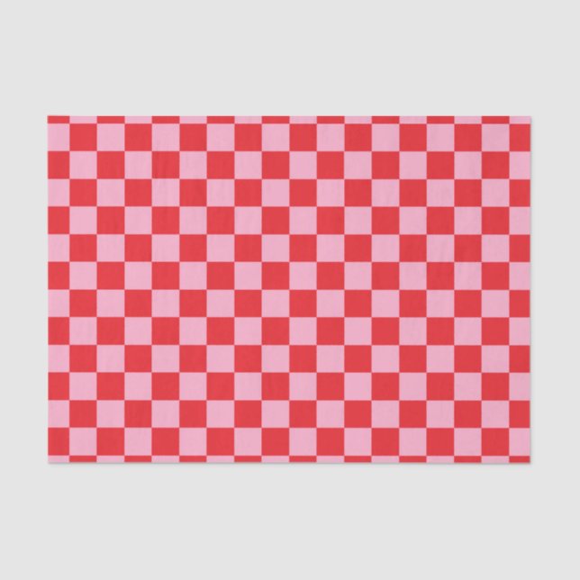 Chequered Pink and Red Tissue Paper (Front)