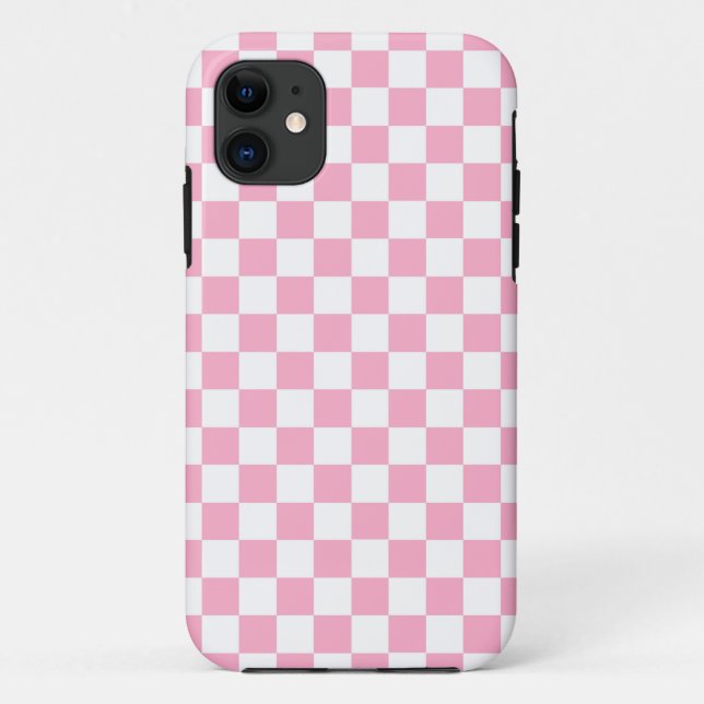 Chequered Pink and White Case-Mate iPhone Case (Back)