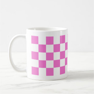 Chequered Pink and White Colour Coffee Mug