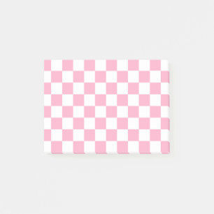 Chequered Pink and White Post-it Notes