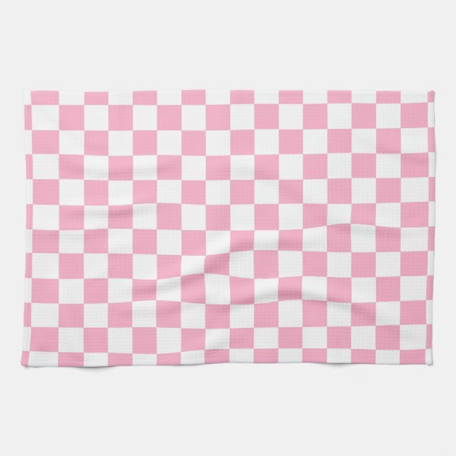 Chequered Pink and White Tea Towel (Horizontal)