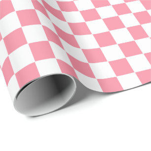 Chequered pink and White Wrapping Paper