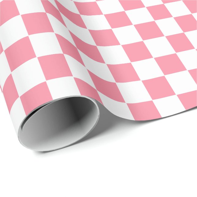 Chequered pink and White  Wrapping Paper (Roll Corner)