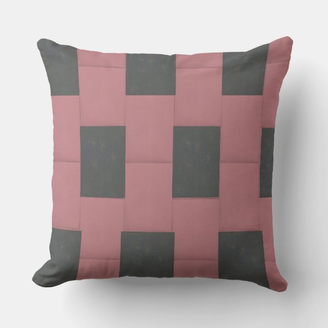 Chequered Pink Flower Abstract Cushion (Front)