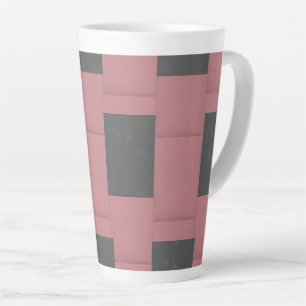 Chequered Pink Flower Abstract   Latte Mug