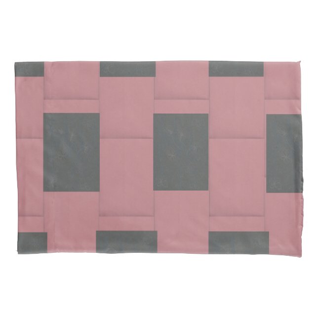 Chequered Pink Flower Abstract Pillowcase (Front)