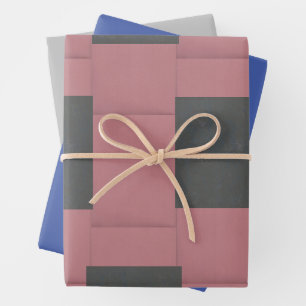 Chequered Pink Flower Abstract   Wrapping Paper Sheet