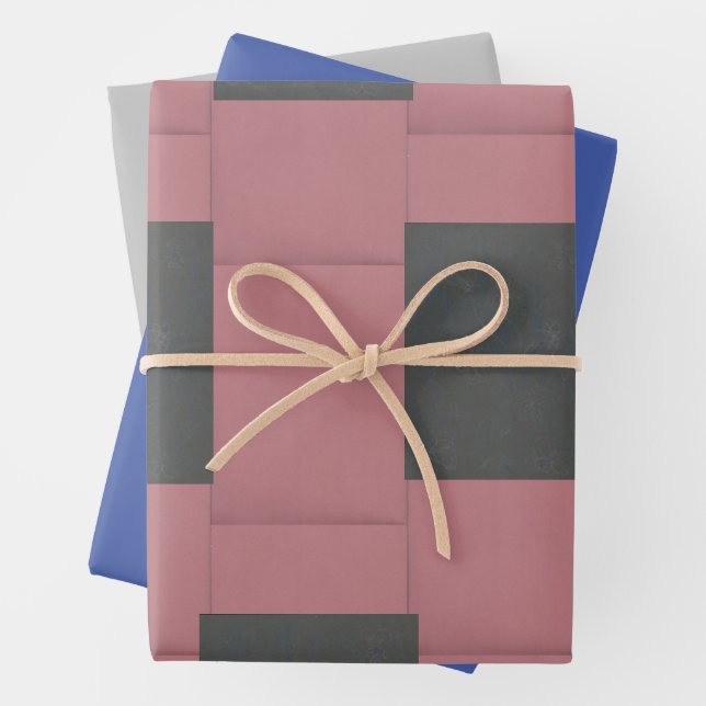 Chequered Pink Flower Abstract   Wrapping Paper Sheet (In situ)