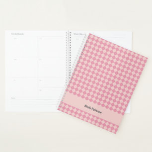 Chequered Pink Pattern with Name Planner
