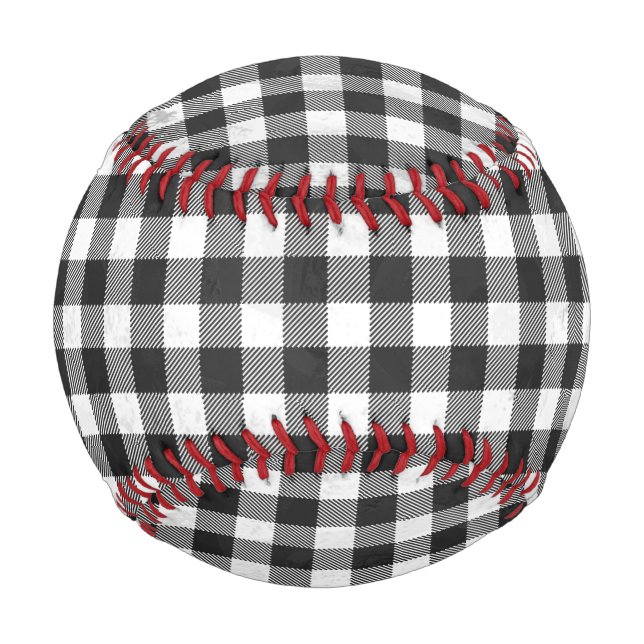 Chequered Plaid Black And White Baseball (Back)