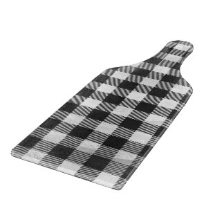 Chequered Plaid Black And White Cutting Board