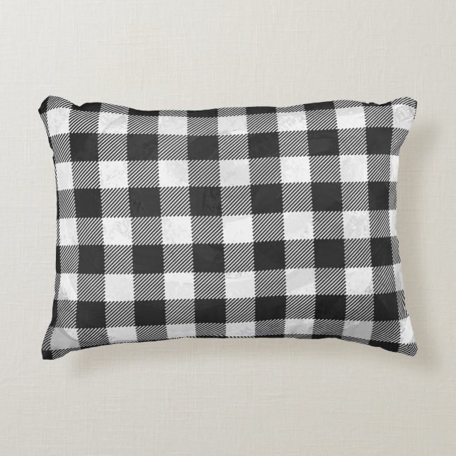 Chequered Plaid Black And White Decorative Cushion (Front)