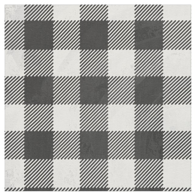 Chequered Plaid Black And White Fabric (Close Up)