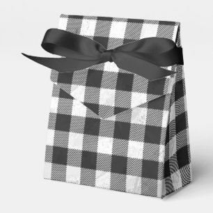 Chequered Plaid Black And White Favour Box