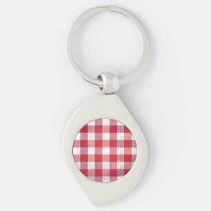 Chequered Plaid Black And White Key Ring